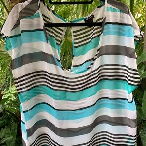 Torrid Sz 1 Turquoise Striped Blouse